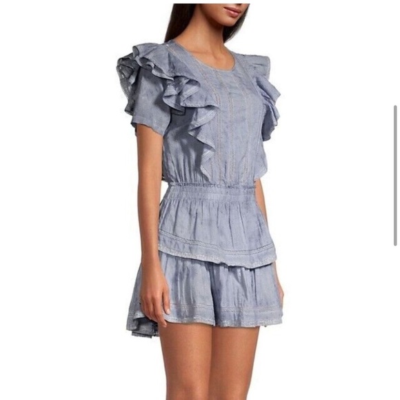 LoveShackFancy Natasha Dress Washed Denim Blue - Picture 4 of 11